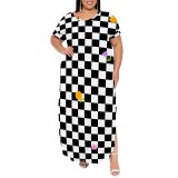 1 Piece Custom Casual Digital Printing Short Sleeve V Neck Plus Size Maxi Dresses