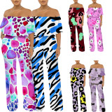 1 Piece Custom Casual Digital Printing Off Shoulder One Piece Jumpsuits