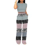 1 Piece Custom Casual Digital Printing Round Neck Two Piece Pant Set