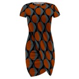 1 Piece Custom Casual Digital Printing Round Neck Irregular Club Dress