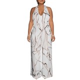 1 Piece Custom Casual Digital Printing Halter Backless Jumpsuits