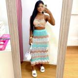 Casual Bikini Colorful Beach Two Piece Skirt Set