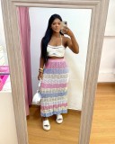 Casual Bikini Colorful Beach Two Piece Skirt Set
