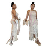 Women Casual Knitting Tassel Beach Dress