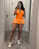 Women's Washed Sleeveless One-piece Bubble Shorts Romper