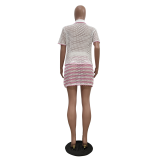 Casual Loose Knitted Beach Lover Girlie Skirt Set