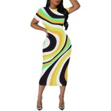 1 Piece Custom Casual Digital Printing Short Sleeve Mid Dress