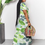 1 Piece Custom Casual Digital Printing V Neck Off Shoulder Maxi Dresses