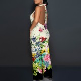 1 Piece Custom Casual Digital Printing Halter Backless One Piece Jumpsuit