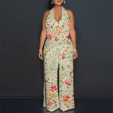1 Piece Custom Casual Digital Printing Halter Backless One Piece Jumpsuit