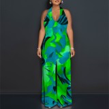 1 Piece Custom Casual Digital Printing Halter Backless One Piece Jumpsuit