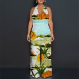 1 Piece Custom Casual Digital Printing Halter Backless One Piece Jumpsuit