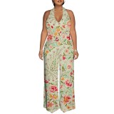 1 Piece Custom Casual Digital Printing Halter Backless One Piece Jumpsuit
