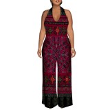 1 Piece Custom Casual Digital Printing Halter Backless One Piece Jumpsuit
