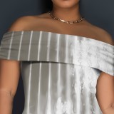 1 Piece Custom Casual Digital Printing Split Off Shoulder Maxi Dresses