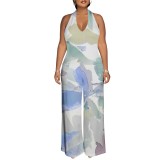 1 Piece Custom Casual Digital Printing Halter Backless One Piece Jumpsuit