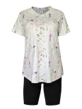 Summer Outfits Women Print V Neck Tshirts and Shorts Tracksuit Activewear Sets