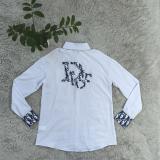 Solid Color Long Sleeve Simple Embroidered Letter Shirt With Pocket