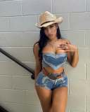 Sexy High Elastic Heart-shaped Washed Denim Strapless Two Pieces