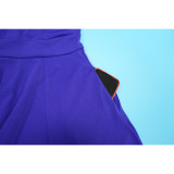 Women Sexy Slant Neck One Shoulder Long Dress High Split Maxi Party Dress