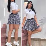 Fashion Printed Short Sleeve Skirts Set