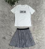 Fashion Printed Short Sleeve Skirts Set