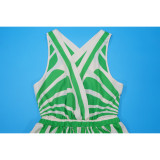 Sexy Deep V Sleeveless Positioning Print Bohemian Dress