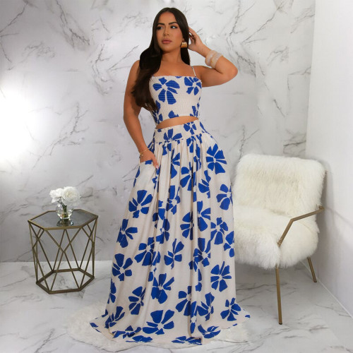 Bohemian Straps Two Piece Big Swing Skirts Set