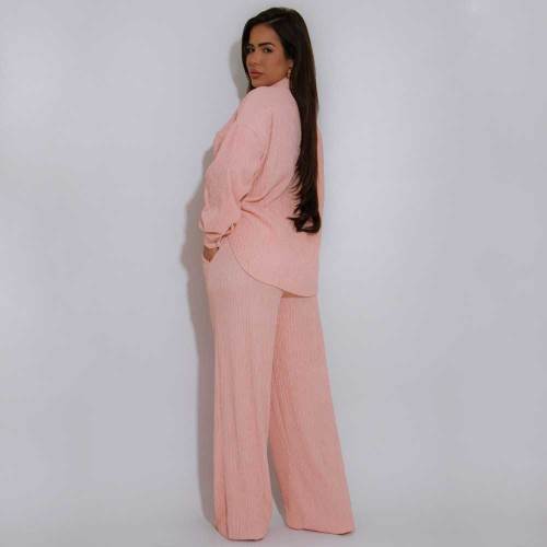 Elastic Crumpled Tie Multi-Pocket Swing Pants Wide-Leg Pants Set