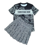 Summer Casual Short Sleeve Pleated Skirt Two-piece Outfits