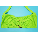 Solid Summer Decorative Button Halter Top and Long Skirt Two Piece Set