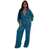 Elastic Crumpled Tie Multi-Pocket Swing Pants Wide-Leg Pants Set