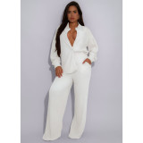 Elastic Crumpled Tie Multi-Pocket Swing Pants Wide-Leg Pants Set