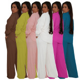 Elastic Crumpled Tie Multi-Pocket Swing Pants Wide-Leg Pants Set