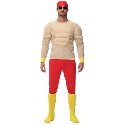 Mens Padded Muscle Chest Lifeguard Baywatch Book Week Costume