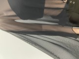 Sexy Solid Color See-Through O Neck Three Quarter Two Pieces