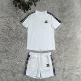 Summer Casual Applique Short Sleeve Jacquard Shorts Set