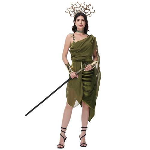 Halloween Adult Medusa Queen Costumes for Women Sexy Snake Womens Party Suit