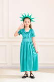 Kids Child Girls Cosplay Costume Roman Ruffled Sleeve Princess Pageant Dress