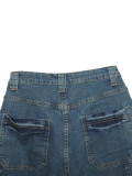 Casual Denim Distressed Washed Jeans Straight Pants