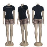 Fashion Printed Women's Short-sleeved Shorts Set