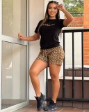 Fashion Printed Women's Short-sleeved Shorts Set