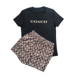 Fashion Printed Women's Short-sleeved Shorts Set
