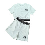 Summer Embroidered Sports Short Sleeve Crop Top Shorts Set