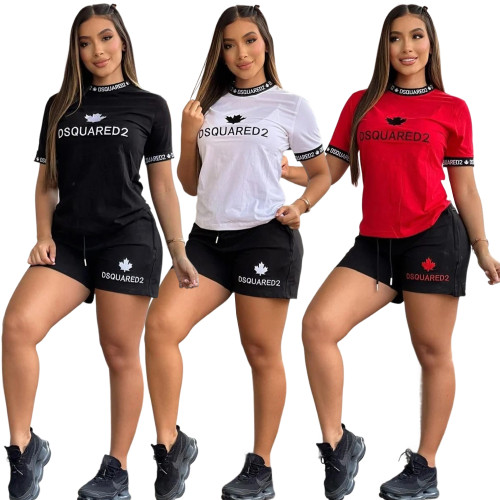 Casual Embroidered Women's Short-sleeved Shorts Outfits