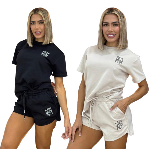 Casual Embroidered Round Neck Sweatshirt Shorts Set