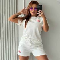 Summer Casual Women's Jacquard Shorts Sleeve Shorts Set