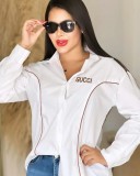 Summer Embroidery Loose Casual Lapel Shirt