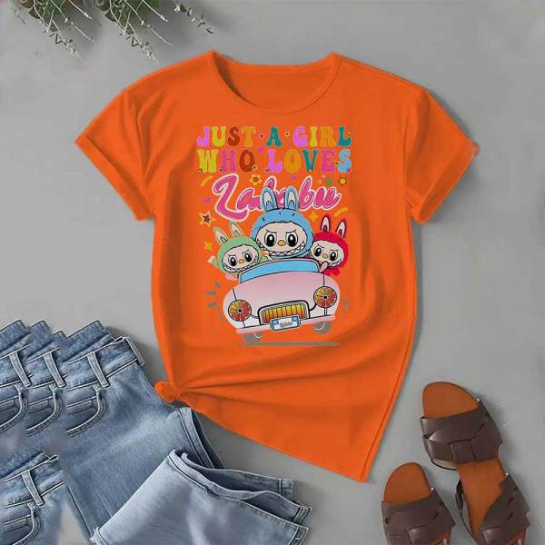 Casual Short Sleeve O Neck Labubu T-Shirt