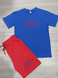 Summer High Quality Cotton Mens Print O Neck Sweatshirt Shorts Set